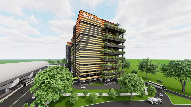 SKYE @ TUAS corner view with cascading sky terraces beside Tuas Link MRT